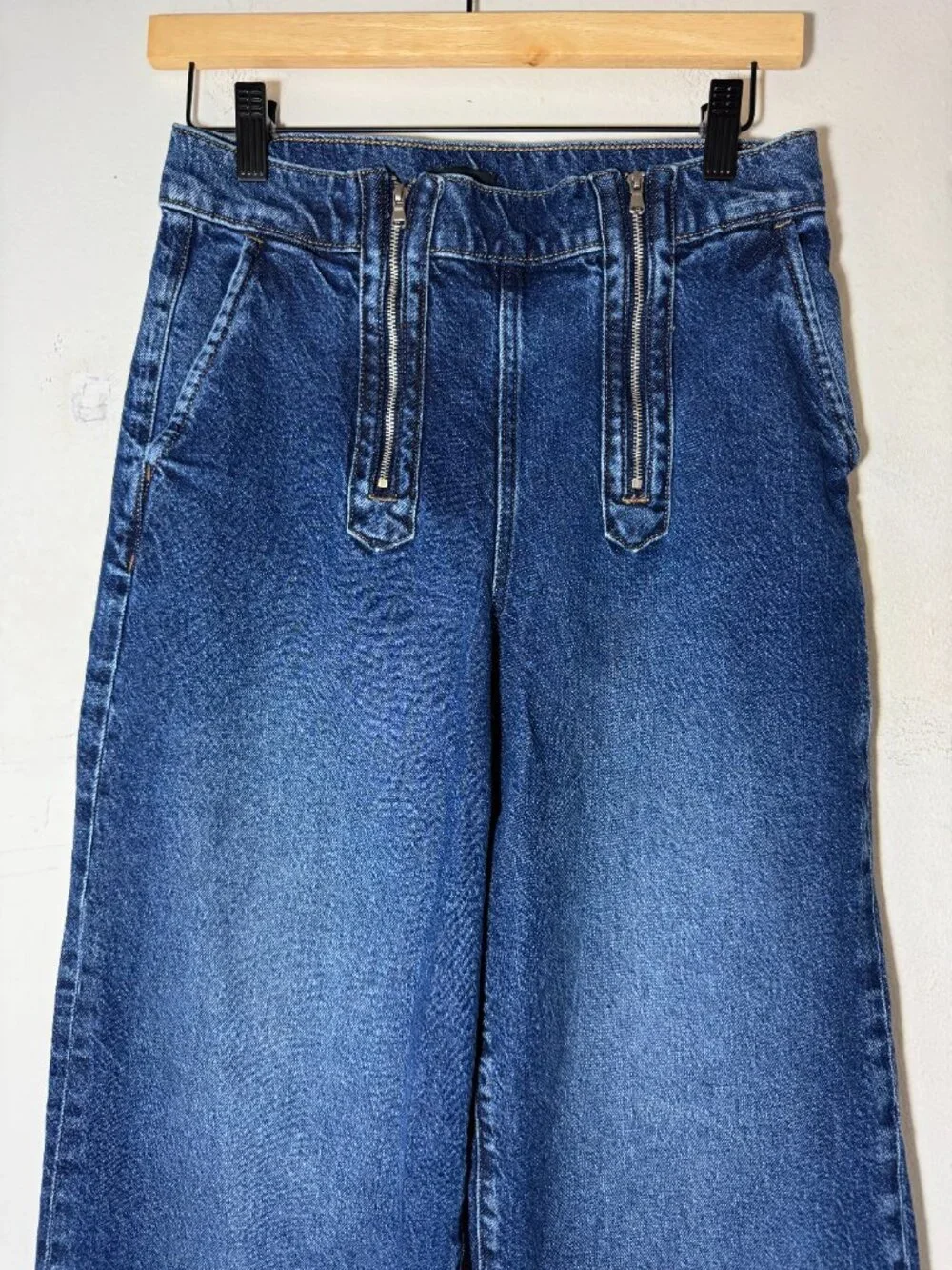 Express Wide Leg Jeans Womens 4R High Rise Stretch Medium Wash Denim - Picture 3 of 10